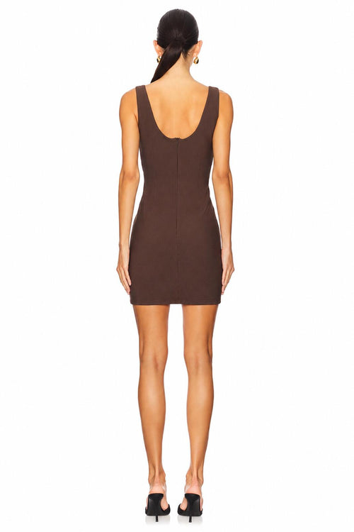 NWT Elliatt Nola Party Dress Brown Sleeveless Bodycon Mini Dress Size Large