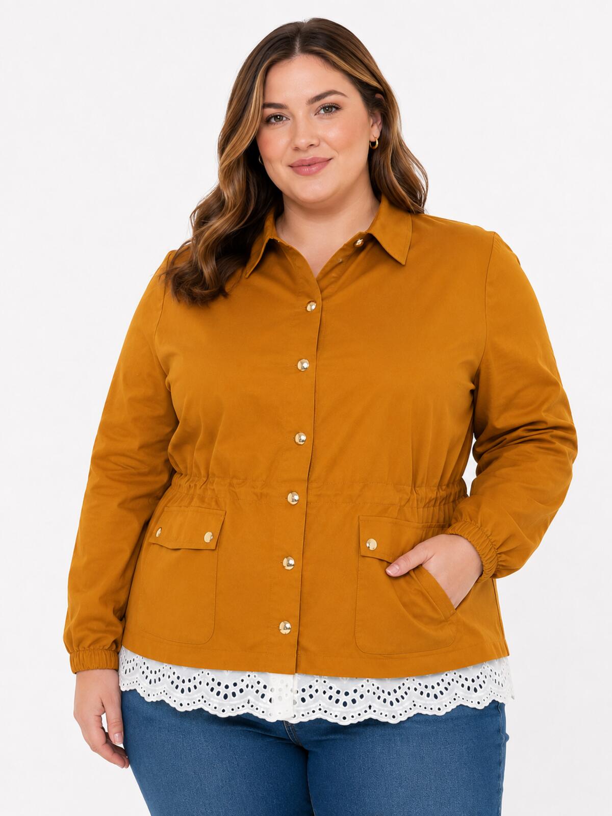 NWT C. Wonder Christian Siriano Honey Ginger Jacket Eyelet Hem Size 1X