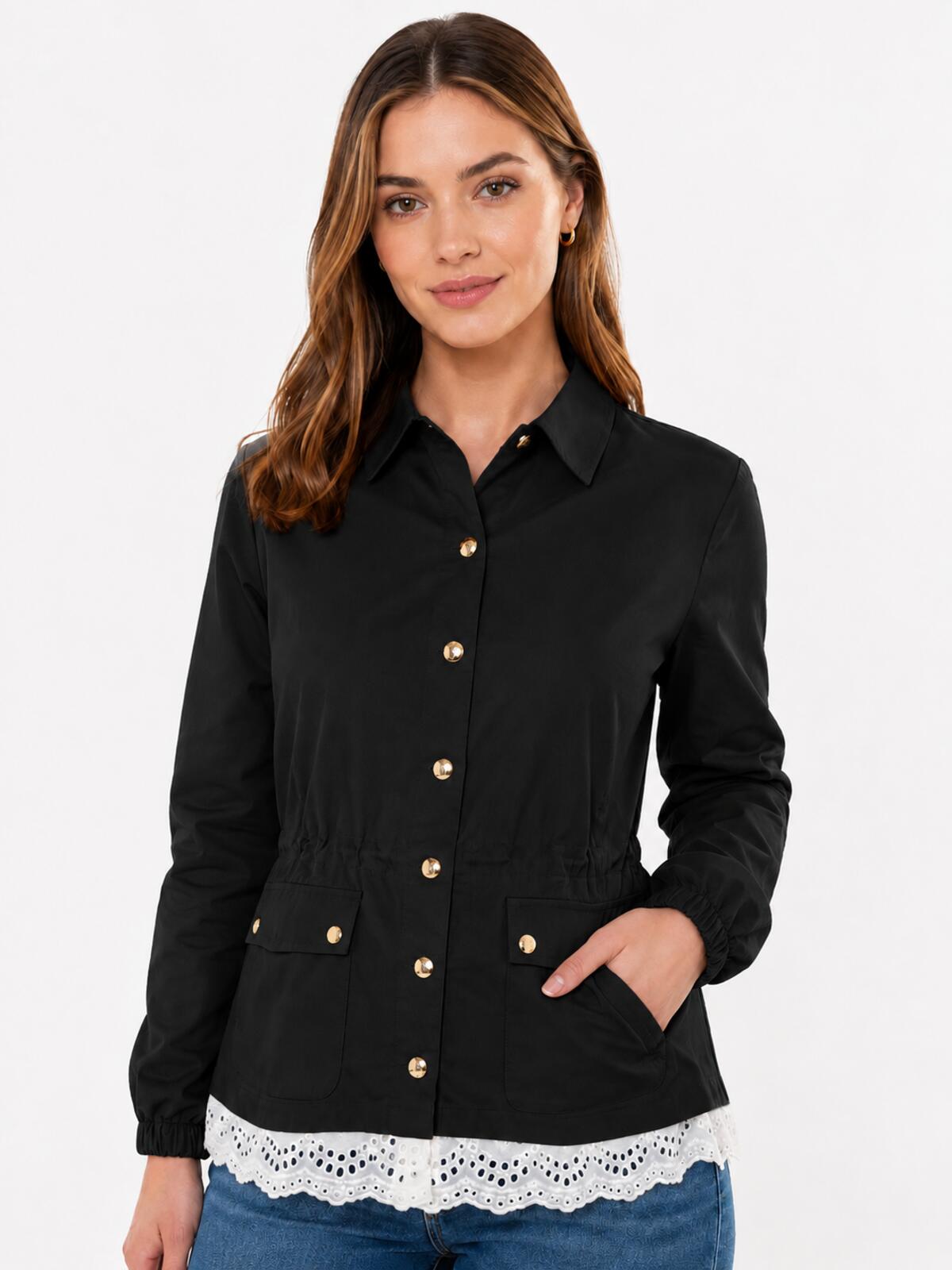 NWT C. Wonder Christian Siriano Black Jacket Eyelet Hem Size Medium