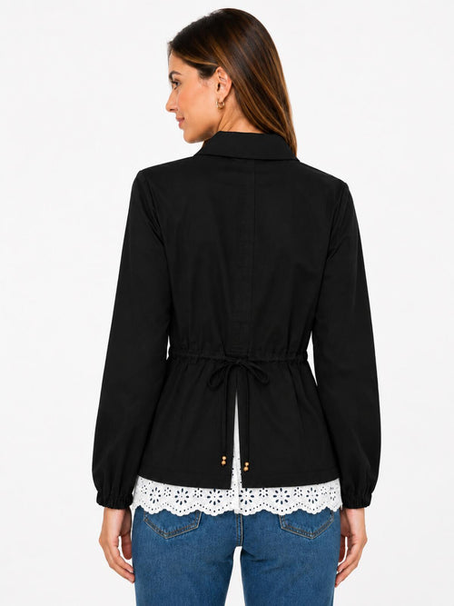 NWT C. Wonder Christian Siriano Black Jacket Eyelet Hem Size Medium