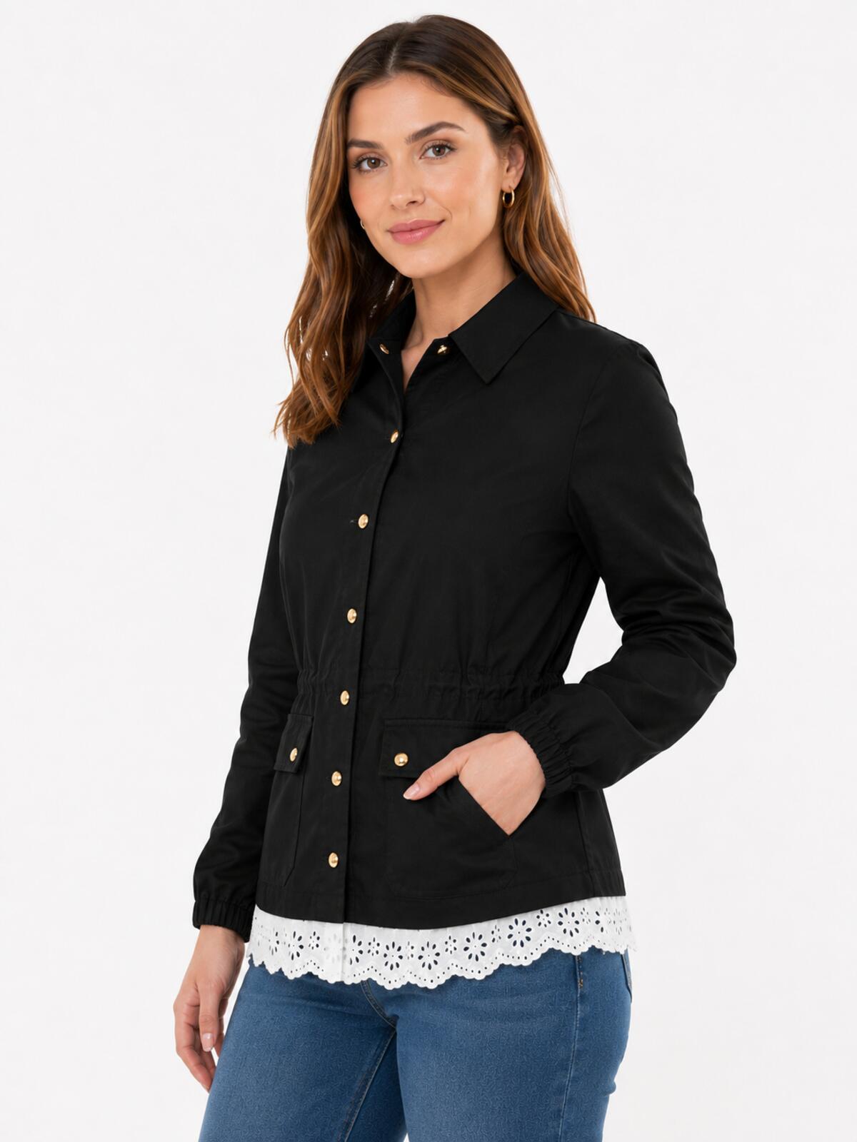 NWT C. Wonder Christian Siriano Black Jacket Eyelet Hem Size Medium