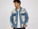 Rockstar Original Thrashed Distressed Denim Jacket Light Wash Men's XXL