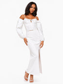 NWT Lulu's White Off Shoulder Corset Crop Top Size XL