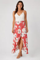 NWT Cupshe Floral Lace Bodice High Low Maxi Dress Women's Size M