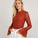 NWT Endless Rose Cut Back Detail Lace Bodysuit Rust Size Large