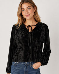 NWT Rachel Parcell Black Velvet Long Sleeve Blouse Women's Size Medium