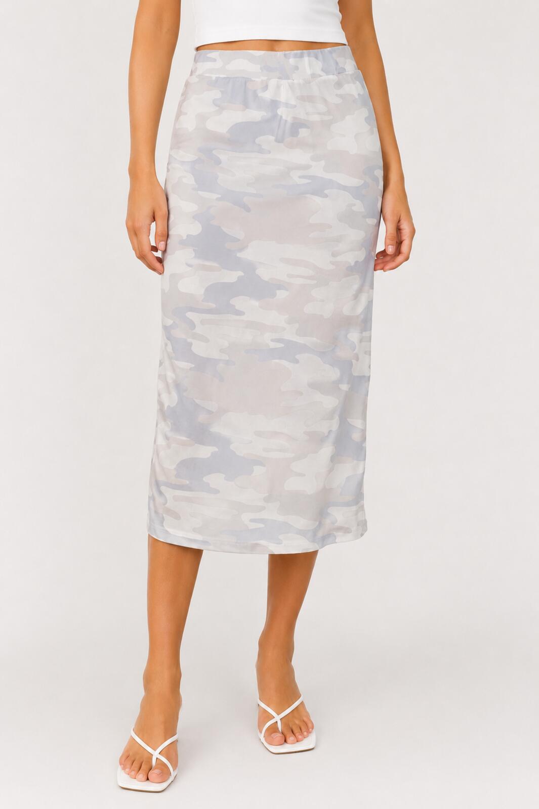 NWT REVOLVE Z Supply Alco Camo Midi Skirt Dove Grey Size Medium