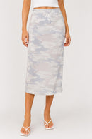 NWT REVOLVE Z Supply Alco Camo Midi Skirt Dove Grey Size Medium