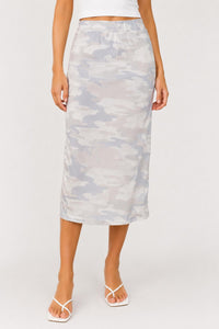 NWT REVOLVE Z Supply Alco Camo Midi Skirt Dove Grey Size Medium