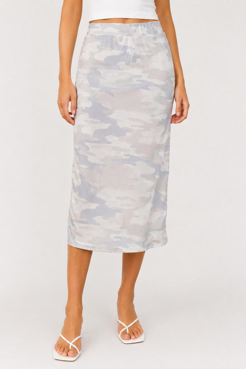 NWT REVOLVE Z Supply Alco Camo Midi Skirt Dove Grey Size Medium