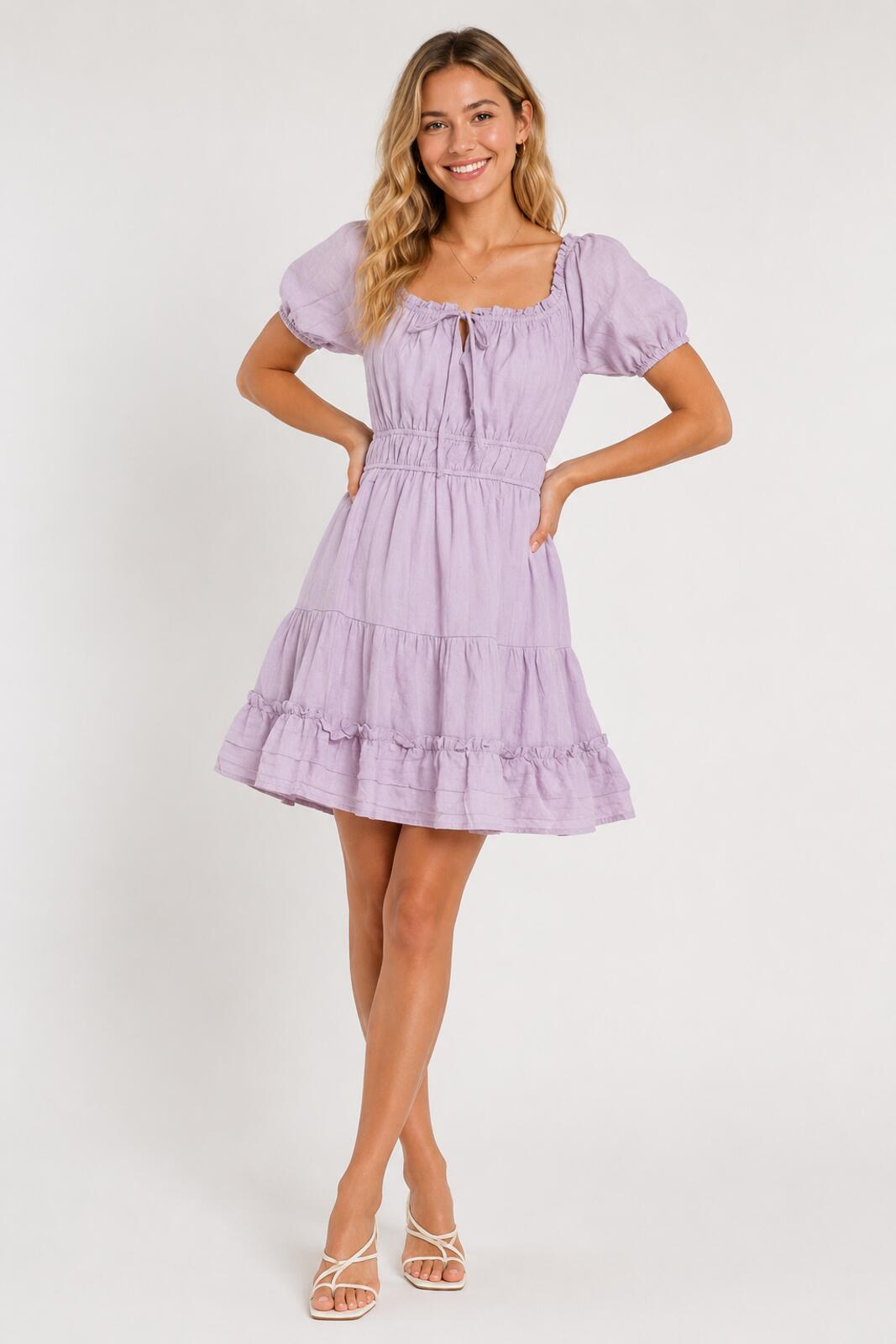 NWT Lost & Wander Lilac Puff Sleeve Mini Dress Size XS