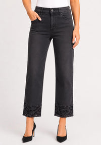 NWT G by Giuliana Black Label The Straight Lace Hem Jeans Size 6