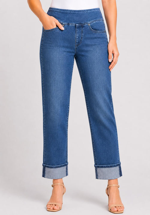 NWT Belle by Kim Gravel Women's Pull-On Cuffed Ankle Jeans Size 0