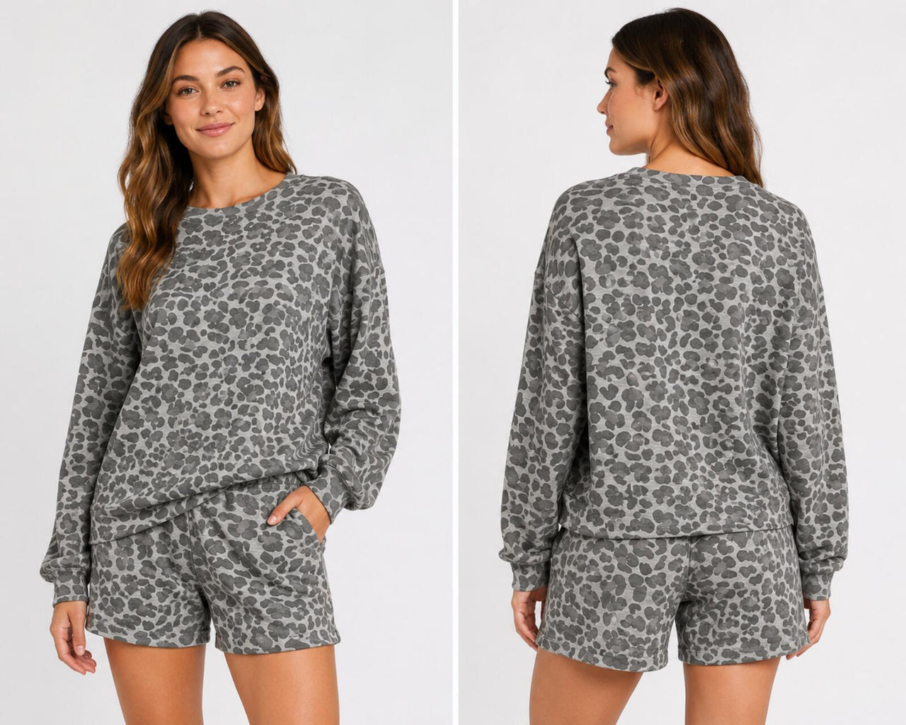 NWT Emerson Road Heather Gray Crewneck Sweatshirt Bermuda Short Set Small