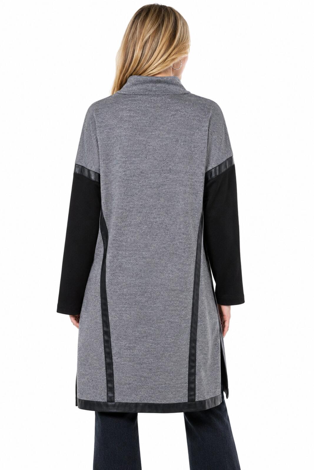 G By Giuliana Black Label Gray Faux Leather Trim Coat Jacket Size XL
