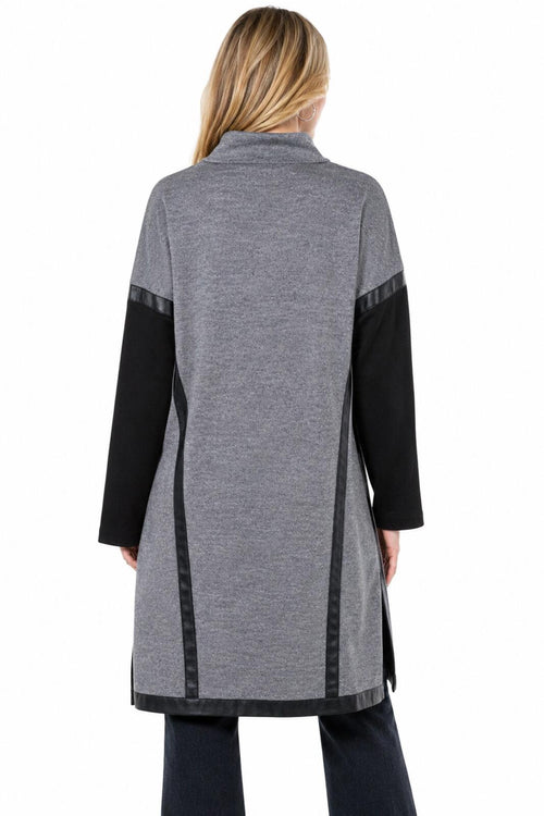 G By Giuliana Black Label Gray Faux Leather Trim Coat Jacket Size Medium