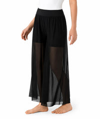 NWT Halara High Waisted 2-in-1 Mesh Wide Leg Flowy Dance Pants Black Size Small
