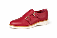 Santoni Made In Italy Red Leather Double Monk Strap Shoe US 5 / EU 35 NWB $900
