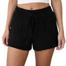 NWT Rachel Parcell Black Cable Knit Sweater Shorts Drawstring Waist Size Small
