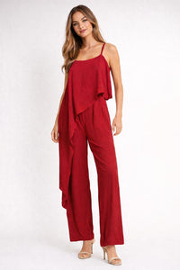 NWT Halara Draped Asymmetrical Strap Jumpsuit Red Size XS