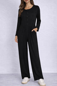 NWT Halara Long Sleeve Button Front Wide Leg Jumpsuit Size XL