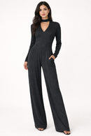 NWT Halara Long Sleeve Wide Leg Jumpsuit Black Size XL