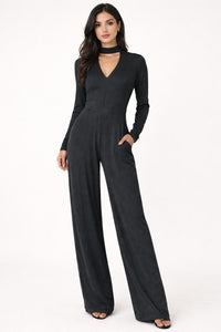 NWT Halara Long Sleeve Wide Leg Jumpsuit Black Size XL