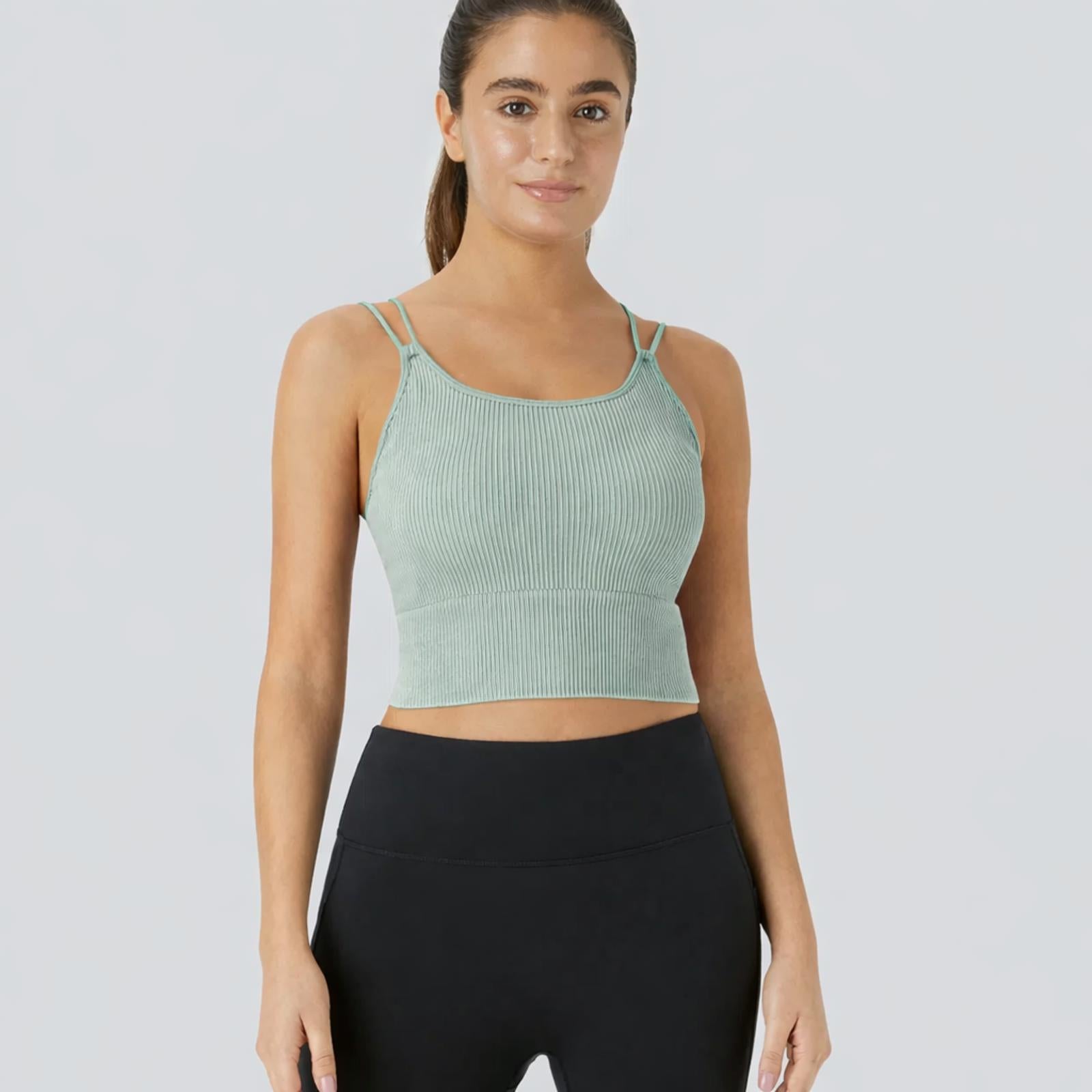 NWT Halara OneForm Seamless Flow Double Straps V Back Cropped Cami Top Size XXS
