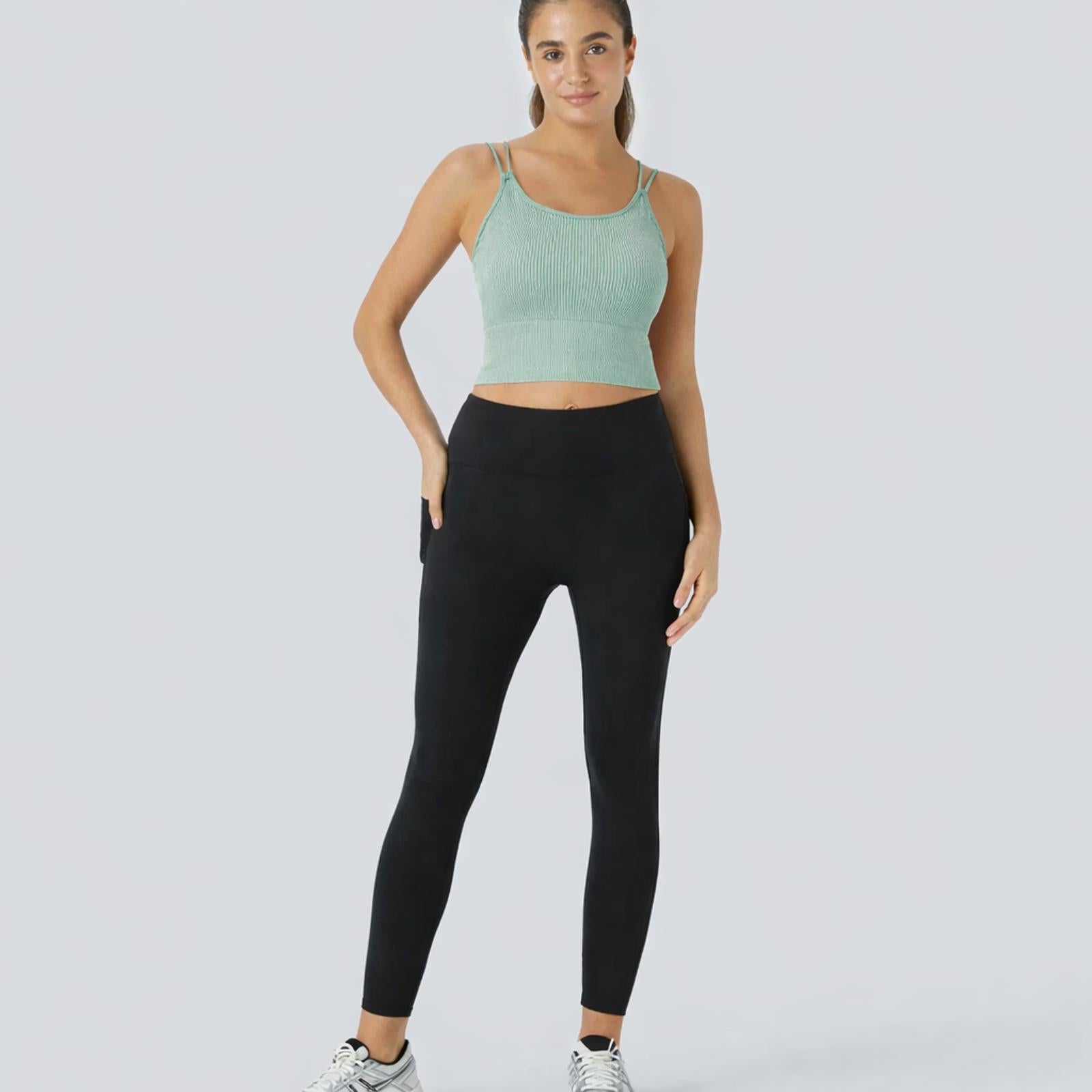 NWT Halara OneForm Seamless Flow Double Straps V Back Cropped Cami Top Size XXS