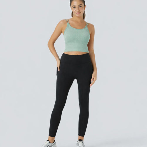 NWT Halara OneForm Seamless Flow Double Straps V Back Cropped Cami Top Size XXS