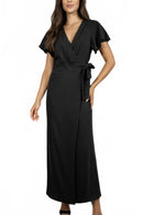 NWT Halara Black Wrap Maxi Jumpsuit Front Wrap Tie Waist Size XS