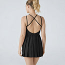 NWT Halara Breezeful Backless Pleated 2-in-1 Pocket Mini Active Dress Size Large