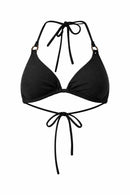 NWT Halara Ribbed Triangle Bikini Top Black Ring Detail Size XL