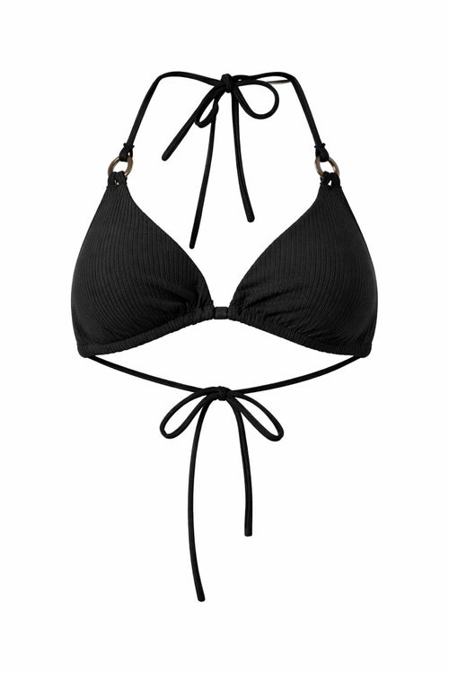 NWT Halara Ribbed Triangle Bikini Top Black Ring Detail Size XL