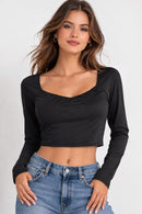 NWT Halara Softlyzero Airy Open Back Cropped Long Sleeve Top Black Size XL