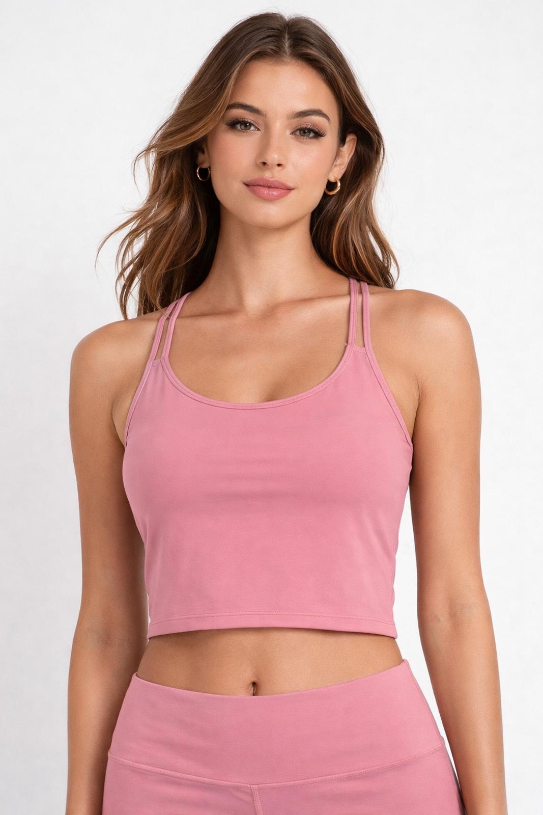 NWT Halara Strappy Back Cropped Athletic Tank Top Pink Size XS