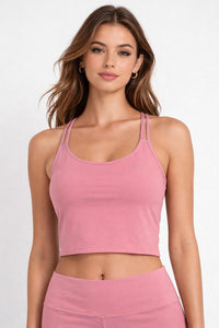 NWT Halara Strappy Back Cropped Athletic Tank Top Pink Size XS
