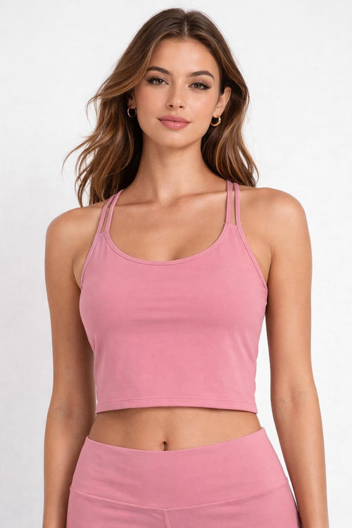 NWT Halara Strappy Back Cropped Athletic Tank Top Pink Size XS