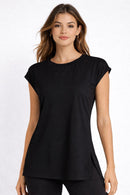 NWT Halara Airy Cap Sleeve Tunic Top Side Slit Tank Top Black Size XS