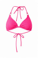 NWT Halara Ribbed Triangle Bikini Top Pink Ring Detail Size XL