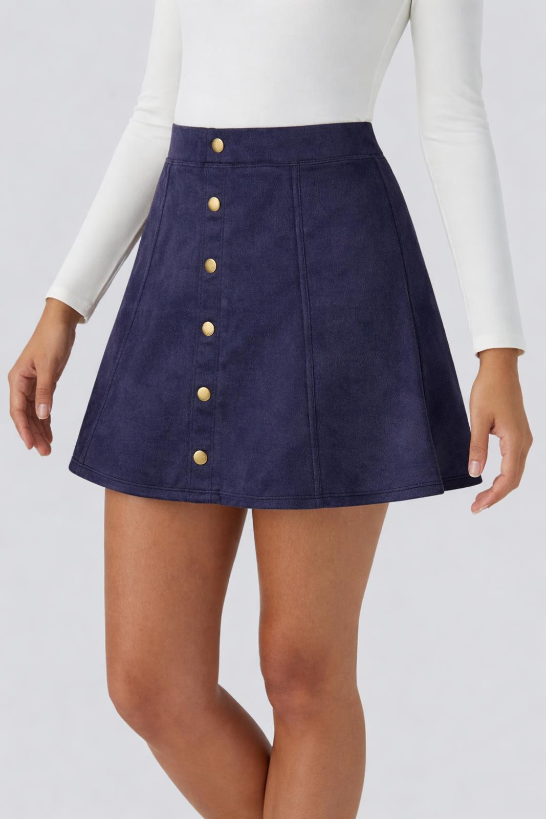 NWT Halara High Waisted 2-in-1 A Line Suede Mini Casual Skirt Blue Size XS