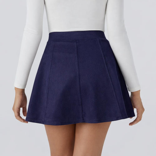 NWT Halara High Waisted 2-in-1 A Line Suede Mini Casual Skirt Blue Size XS