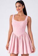 NWT Halara Pink Striped Ruffle Mini Dress Size XS