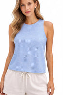 NWT Halara Blue Gingham Sleeveless Tank Top Size Large