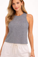 NWT Halara Black & White Gingham Sleeveless Tank Top Size Small