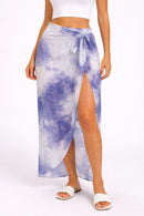 NWT Halara Blue Tie Dye Wrap Maxi Skirt Side Tie Cover Up Size XS