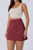 NWT Halara Stud Trim Mini Skirt Burgundy Size Large