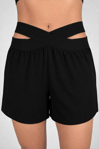 NWT Halara Criss Cross High Waisted Athletic Shorts Black Size Large