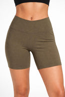 NWT Halara High Waisted Biker Shorts Cargo Pocket Olive Size XS