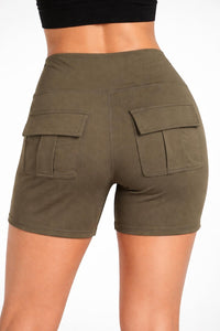 NWT Halara High Waisted Biker Shorts Cargo Pocket Olive Size XS